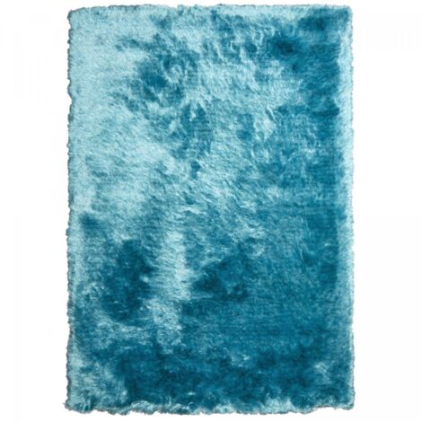 Tapis shaggy 240x340 bleu fait main rectangle motif uni SG FIN (1/4)