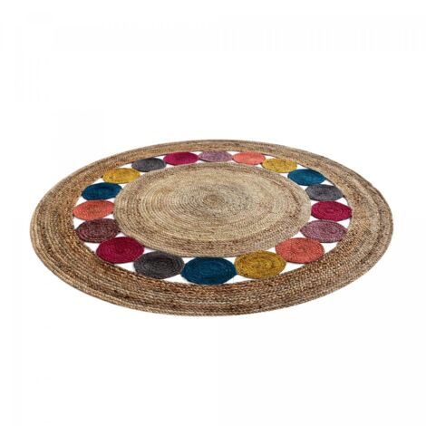 Tapis rond fait main jt sunny day beige 200x200 rond en jute