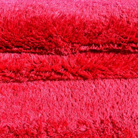 Tapis longs poils shaggy 60x110 fuchsia fait main rectangle motif uni LUXE