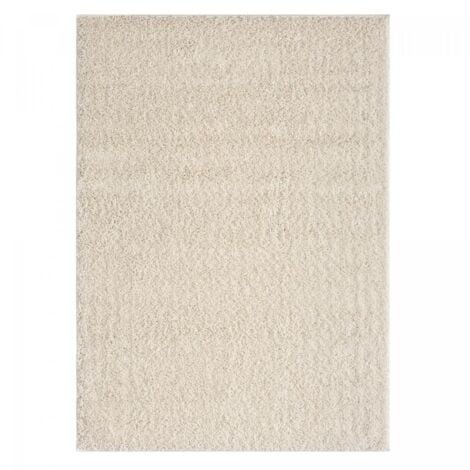 Tapis shaggy 80x150 crème tissé rectangle motif uni UNILA