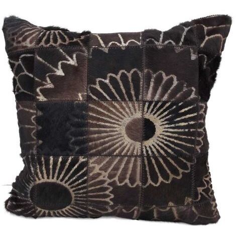 Coussin fait main en peau de vache 45x45 marron LUBO (1/4)
