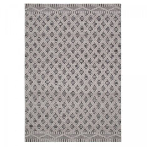 Tapis kilim fait main en PET 160x230 crème rectangle motif géométrique RECYKLIMO (1/5)