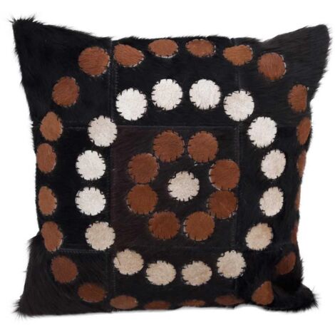 Coussin fait à la main en peau de vache 45x45 beige PRESTIGE 4 (1/3)
