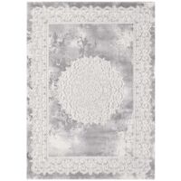 Tapis oriental 200x280 cm rectangle gris clair – Tissé polypropylène – Motif traditionnel – Antistatique et hydrofuge – Unamourdetapis