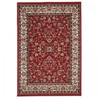 Tapis oriental rectangle 270x370 cm rouge – Motif ancestral tissé – Poils ras en polypropylène – Anti-acariens et insensible aux UV – Unamourdetapis