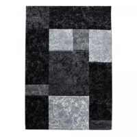 tapis de couloir 80x150 noir et gris tissé rectangle motif géométrique