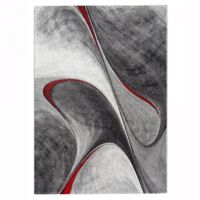 Tapis salon et chambre 200x290 rouge et gris rectangle tissé motif géométrique LYN8 MADILA