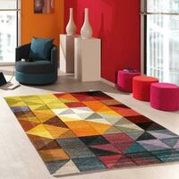 Tapis salon 60x110 cm Rectangulaire MARIX Multicolore Entrée adapté au chauffage par le sol - Multicolore