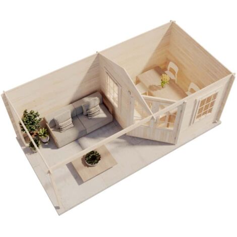 Alpholz 5-Eck Gartenhaus Mosel Gartenhaus aus Holz, Holzhaus mit 40 mm Wandstärke inklusive Terrasse Blockbohlenhaus