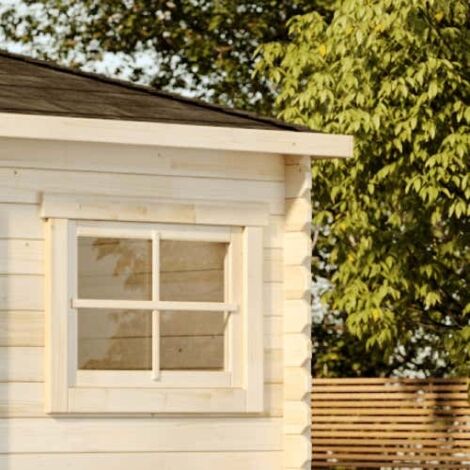 Alpholz 5-Eck Gartenhaus mit Anbau Modell Franz-28 Gartenhaus aus Holz in Pinie, Holzhaus mit 28 mm Wandstärke inklusive Terrasse, Blockbohlenhaus mit Montagematerial