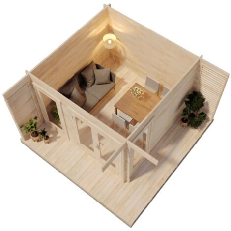 Alpholz Gardenlounge Cube44 Gartenhaus aus Holz, Holzhaus mit 44 mm