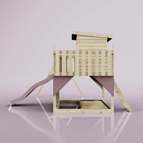 PolarPlay Spielturm Björn aus Holz in RosaKinderschaukel