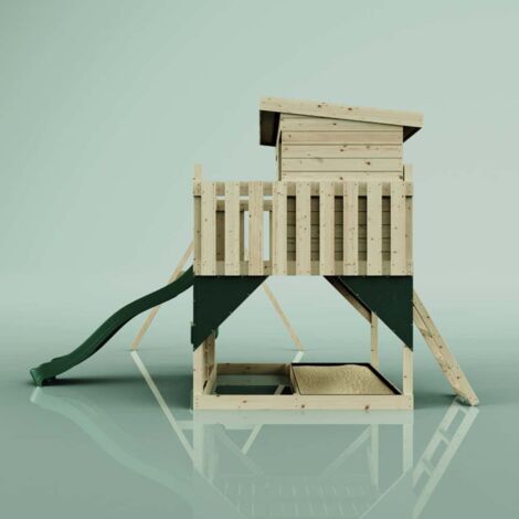PolarPlay Spielturm Nils aus Holz in GrünBabyschaukel