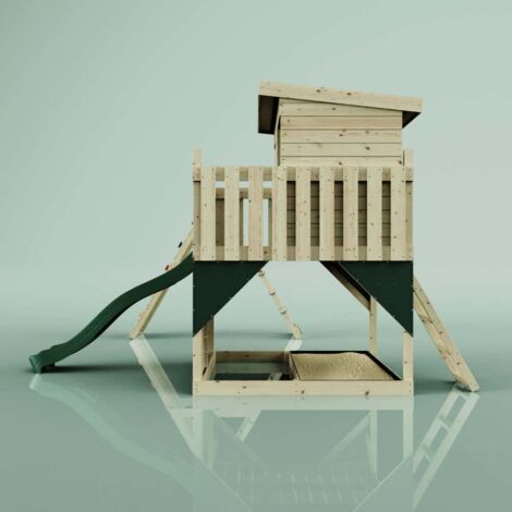 PolarPlay Spielturm Aksel aus Holz in GrünTrapezstange