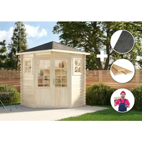 Alpholz Premium Set 5Eck Gartenhaus Sunny 2x2m inkl. Montage