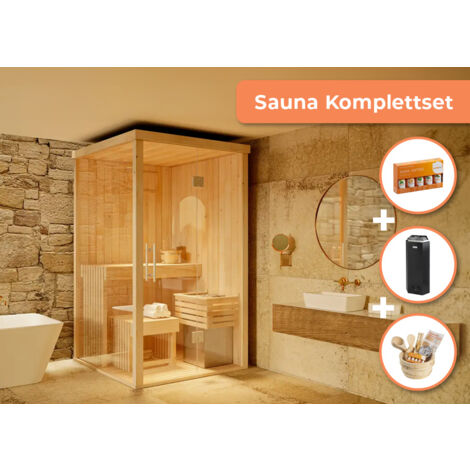 FINNSA Sauna Sitzbank Erle Massivholz - 76x37x42cm Bis 100kg