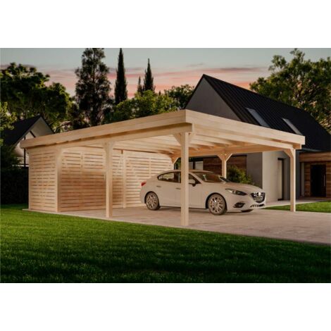 Alpholz Doppelcarport Freya Carport aus Holz, Unterstand inklusive Geräteraum, Überdachung mit Montagematerial