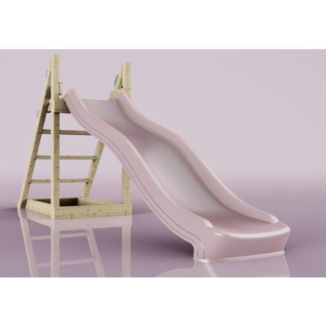REBO Rutsche Luchs Kinderrutsche outdoor aus Holz in Rosa, Rutsche outdoor freistehende Rutsche220cm