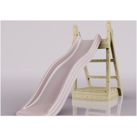 REBO Rutsche Gecko Kinderrutsche outdoor aus Holz in Rosa, Rutsche outdoor freistehende Rutsche175cm
