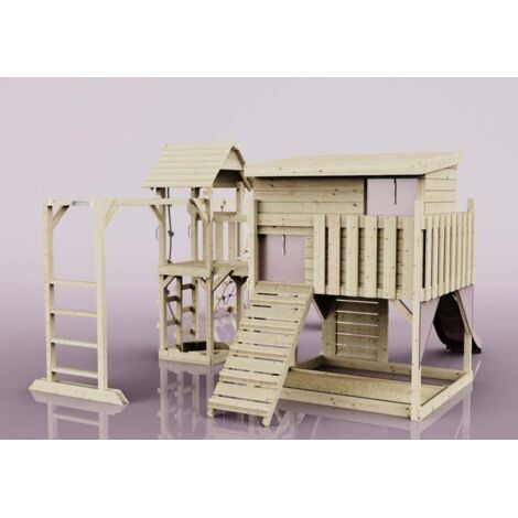 Polarplay Spielturm Lars aus Holz in RosaKinderschaukel