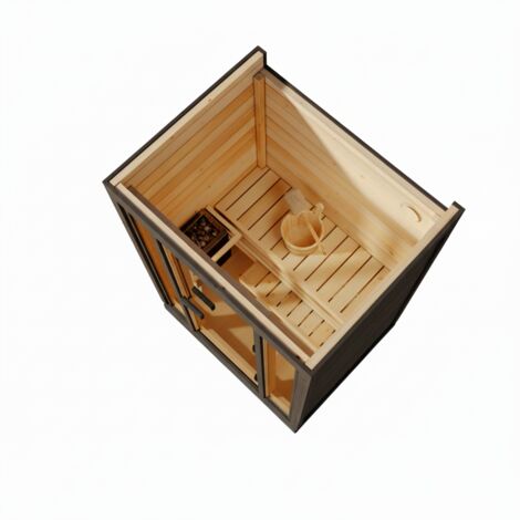 FinnTherm Gartensauna Kuuma S black Gartensauna 2 Sitzbänke aus Holz in Schwarz, Sauna mit 42 mm Wandstärke, Außensauna mit Montagematerial (1/5)