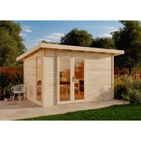 Gartentiger Gartenhaus Karmnik 28 aus Holz in Naturbelassen Holzhaus Blockbohlenhaus, Mit 1 Fensterelement