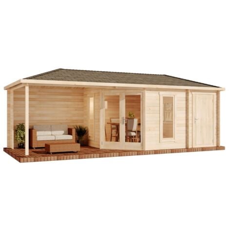 Alpholz 5-Eck Gartenhaus Liwa mit Anbau aus Holz Holzhaus mit Terrasse ...