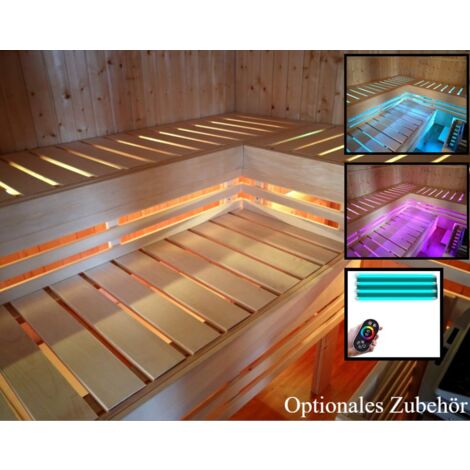 FinnTherm Innensauna Miranda Innensauna 2 Sitzbänke aus Holz, Saunakabine mit 40 mm Wandstärke, Dampfsauna mit Montagematerial Naturbelassen