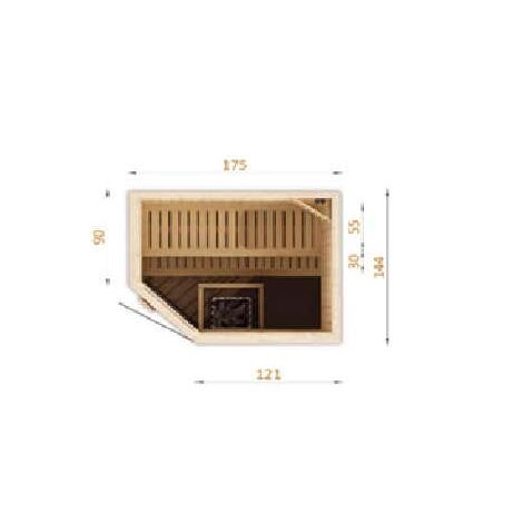 FinnTherm Innensauna Corner Innensauna 1 Sitzbänke aus Holz, Saunakabine mit 40 mm Wandstärke, Dampfsauna mit Montagematerial Naturbelassen