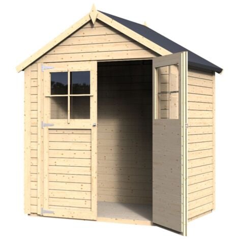 Alpholz Gerätehaus Osterbek mit Fußboden Gartenhaus aus Holz 19 mm Wandstärke FSC zertifiziert Geräteschuppen, Osterbek 1 - 202 x 131 cm