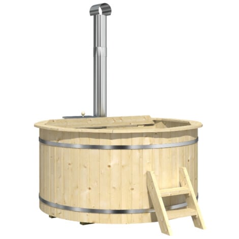FINNTHERM Badefass Bergen aus Holz, Badebottich, Hot Tub, Schwimmbecken, Jacuzzi outdoor, Ø 160 x 101 cm, mit Ofen