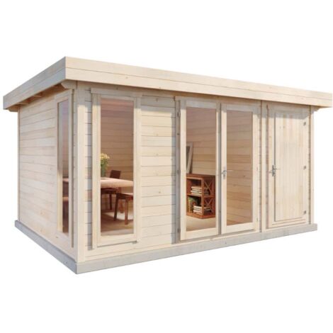 Alpholz Gartenhaus Aldo-28 C aus Holz, Gerätehaus mit 28 mm Wandstärke, Garten Holzhaus inkl. Montagematerial, Geräteschuppen 540 x 420 cm, Pultdach, Naturbelassen