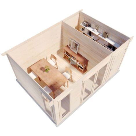 Alpholz Gartenhaus Aldo-28 C aus Holz, Gerätehaus mit 28 mm Wandstärke, Garten Holzhaus inkl. Montagematerial, Geräteschuppen 540 x 420 cm, Pultdach, Naturbelassen