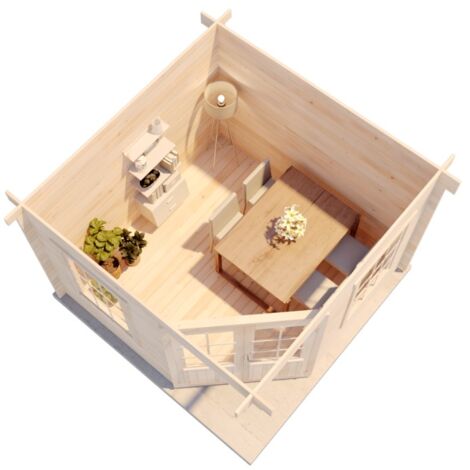 Alpholz 5-Eck Gartenhaus Monica-28 aus Massiv-holz, Gerätehaus mit 28 mm Wandstärke, Garten Holzhaus inklusive Montagematerial, Geräteschuppen Größe: 300 x 300 cm, Flachdach