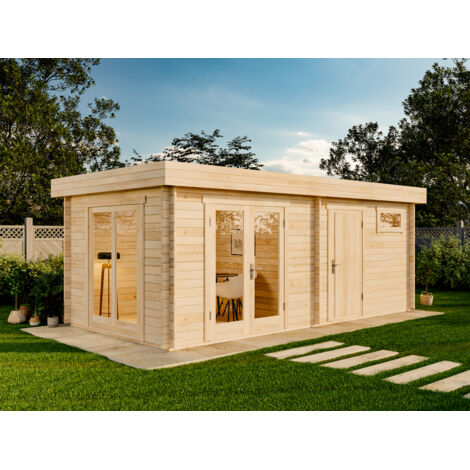 Alpholz Gartenhaus Vönix-40 ISO Gartenhaus aus Holz, Holzhaus mit 40 mm Wandstärke, Blockbohlenhaus mit Montagematerial