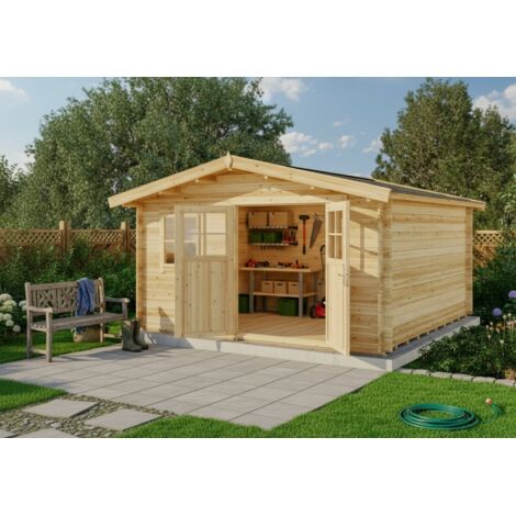 Alpholz Gartenhaus Valeria-28 Gartenhaus aus Holz in Pinie, Holzhaus mit 28 mm Wandstärke, Blockbohlenhaus mit Montagematerial