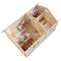 Alpholz Garten-und Freizeithaus Arizona ISO Blockhaus aus Holz, Holzhaus mit 70 mm Wandstärke inklusive Schlafboden Blockbohlenhaus