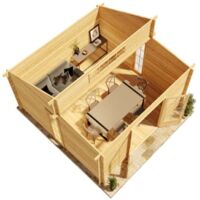 Alpholz Gartenhaus Lausitz ISO Gartenhaus aus Holz in Grau, Holzhaus mit 40 mm Wandstärke, Blockbohlenhaus mit Montagematerial