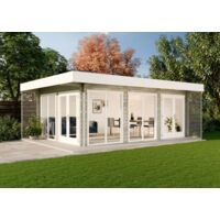 Alpholz Gardenlounge Viva B Gartenhaus aus Holz, Holzhaus mit 44 mm Wandstärke inklusive Terrasse, Blockbohlenhaus mit Montagematerial