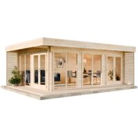 Alpholz Gardenlounge Viva B Gartenhaus aus Holz, Holzhaus mit 70 mm Wandstärke inklusive Terrasse Blockbohlenhaus