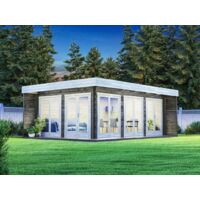 Alpholz Gardenlounge Viva B Gartenhaus aus Holz in Pinie, Holzhaus mit 70 mm Wandstärke inklusive Terrasse Blockbohlenhaus
