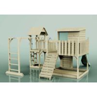 Polarplay Spielturm Malou aus Holz in GrünTrapezschaukel