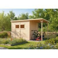 Alpholz Gerätehaus Mollie Plus Gerätehaus aus Holz, Geräteschrank mit 14 mm Wandstärke inklusive Schleppdach, Gartenhaus mit Montagematerial