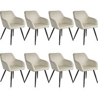 8er Set Stuhl Marilyn Samtoptik, schwarze Stuhlbeine - Stuhl, Esszimmerstuhl, Wohnzimmerstuhl