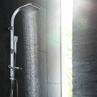 Duschsystem Regendusche mit Handbrause und Seifenablage - Duscharmatur, Regendusche, Duschpaneel - grau