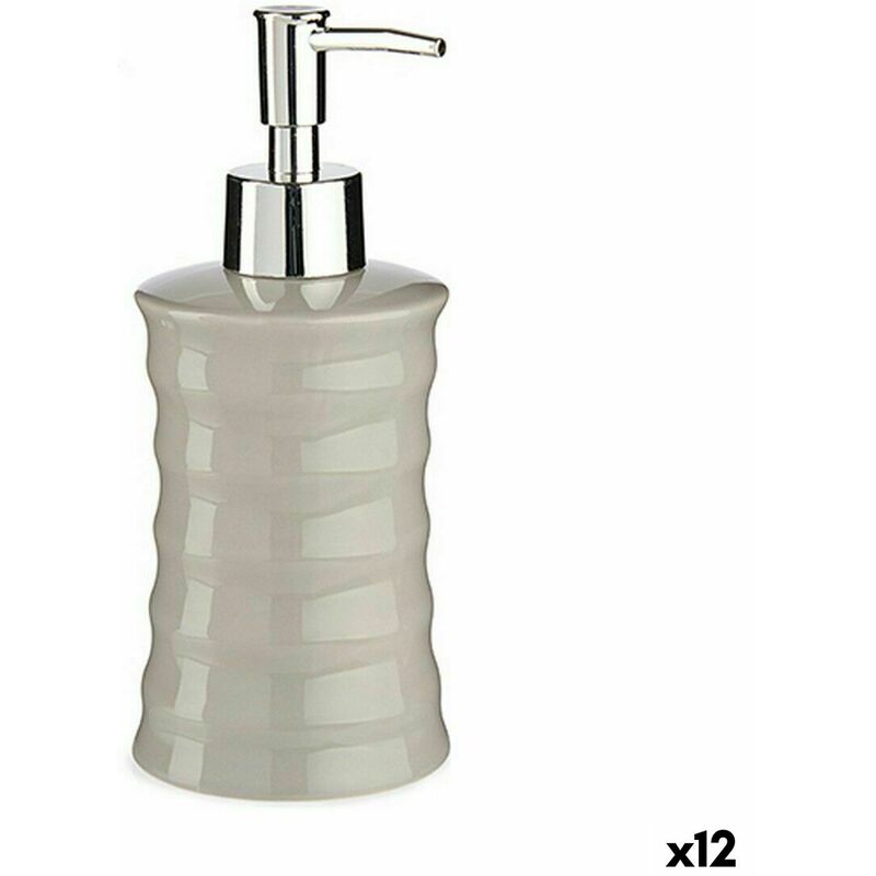 Dispenser di Sapone Onde Ceramica Grigio Metallo 12 Unità (260 ml)