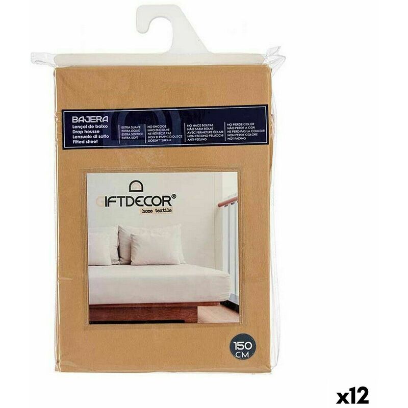 Lenzuolo con angoli 150 cm Beige (12 Unità)