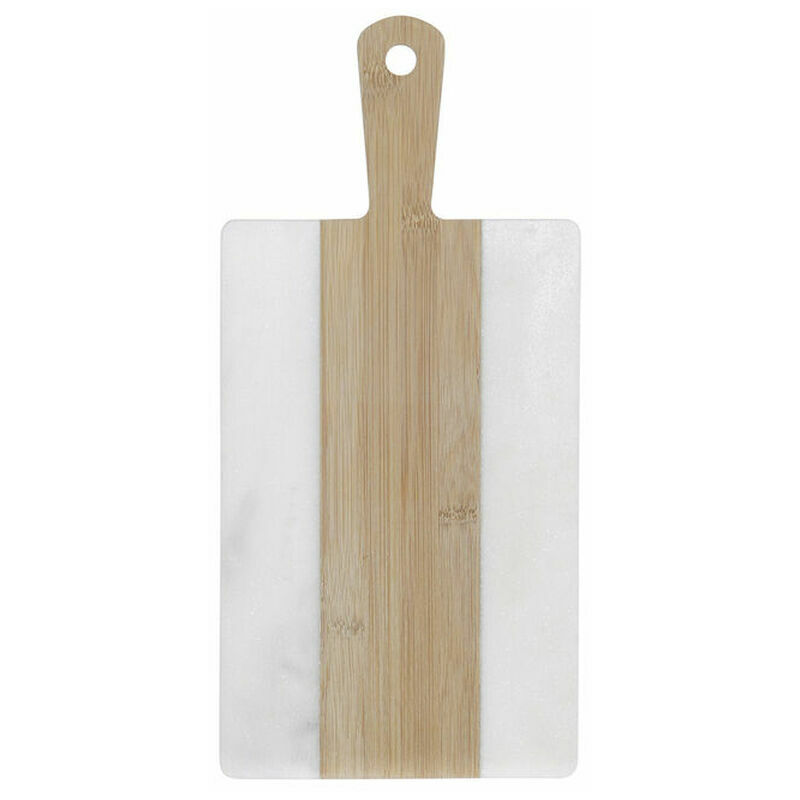 Tagliere DKD Home Decor Bianco Naturale Bambù Marmo Plastica Rettangolare 38  x 18 x 1 cm