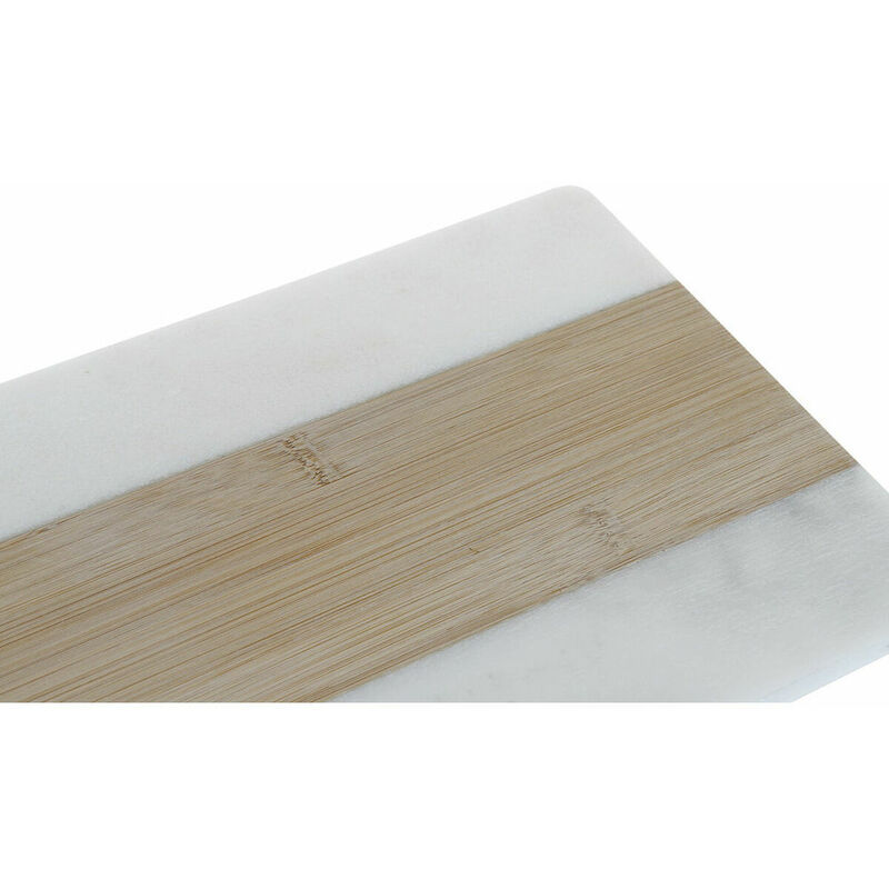 Tagliere DKD Home Decor Bianco Naturale Bambù Marmo Plastica Rettangolare 38  x 18 x 1 cm