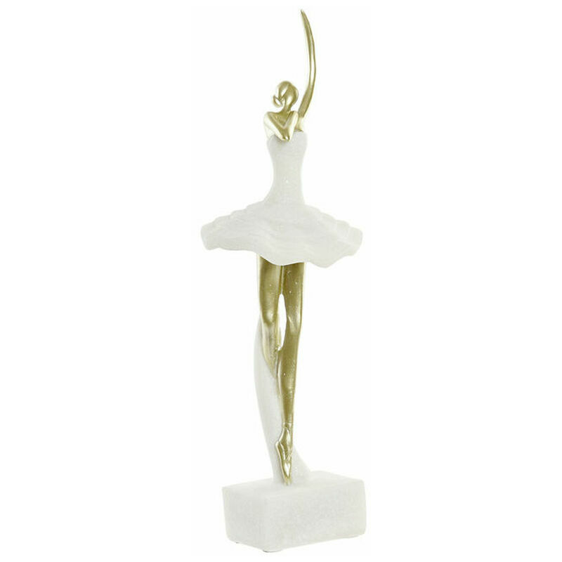 Statua Decorativa DKD Home Decor 13,5 x 12,5 x 40 cm Dorato Bianco Resina  Ballerina Classica